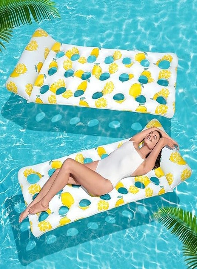 SOLDRIGHT SHOP Inflatable Swimming Pool Raft Hole Bed with Lemon Pattern - Comfortable Water Float with Heavy Duty Air-Pump, Durable, Perfect for Pool, Beach Relaxation, Fun Summer Accessory (1 Pcs.) - Image 2